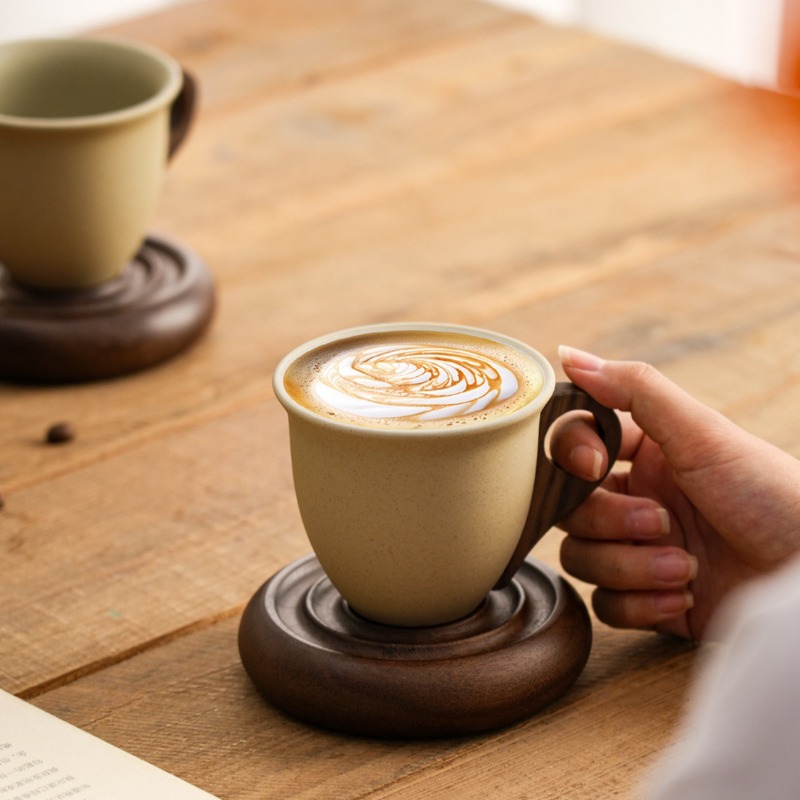 Coffee Tea Gardens - Creative Brown Ceramic and Wood Spliced