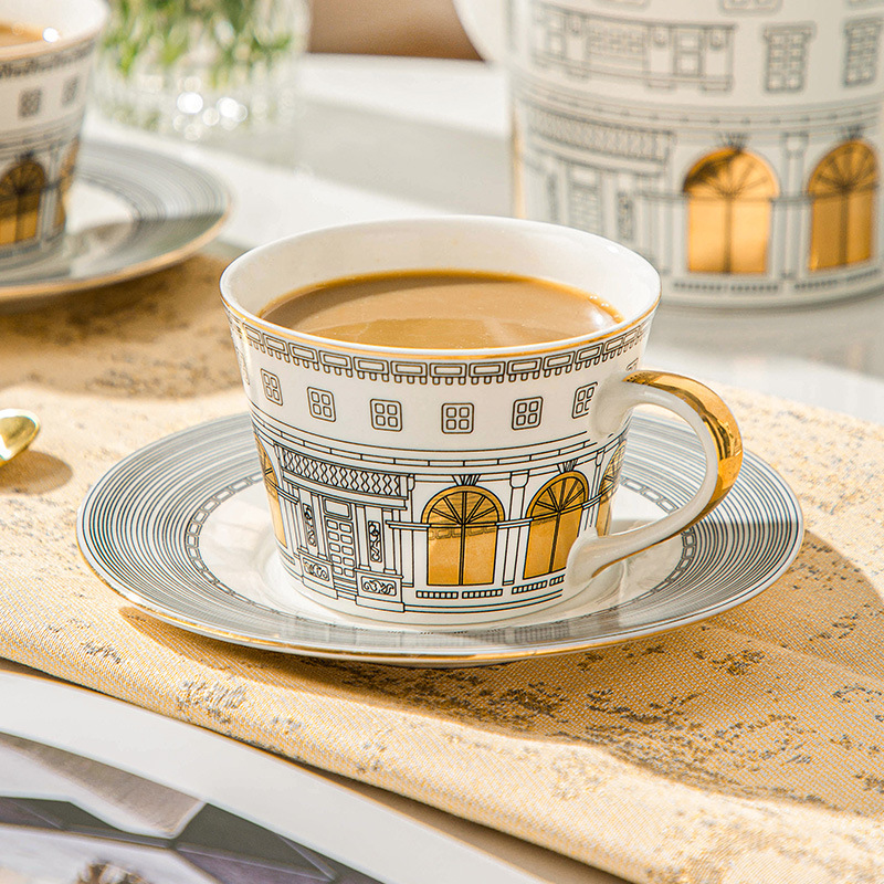 Espresso Cup Saucer - Architectural Cup and Saucer Coffee Mug
