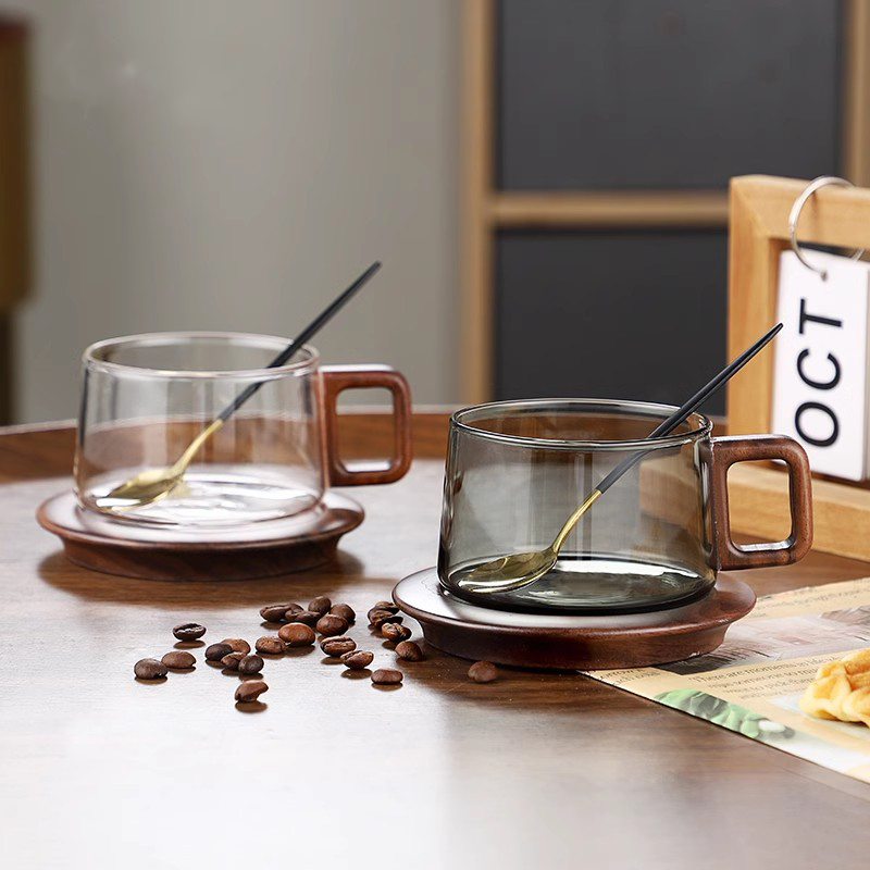 Wood Handle Coffee Mug With Sp - Espresso Cup Saucer review and price