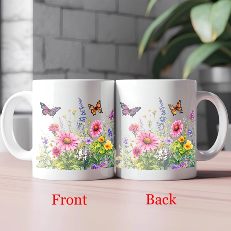 Ceramic cup white flower garde - Coffee Tea Gardens review and price