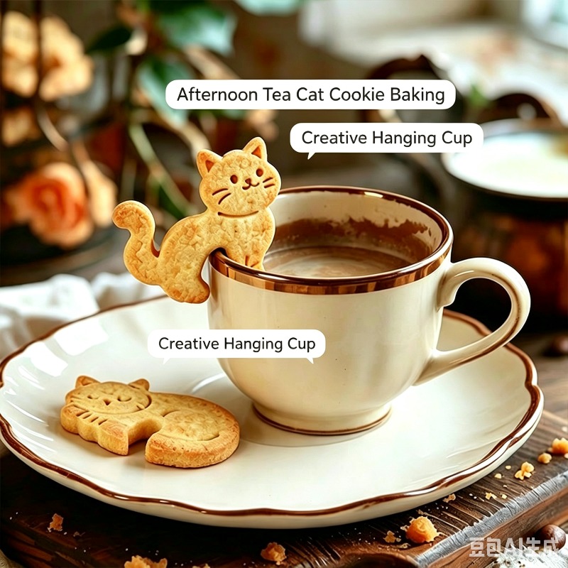 Cartoon Hanging Cup Cat Cookie - Coffee Tea Pictures review and price