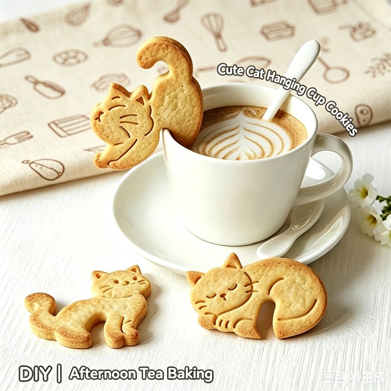 Cartoon Hanging Cup Cat Cookie - Coffee Tea Pictures review and price