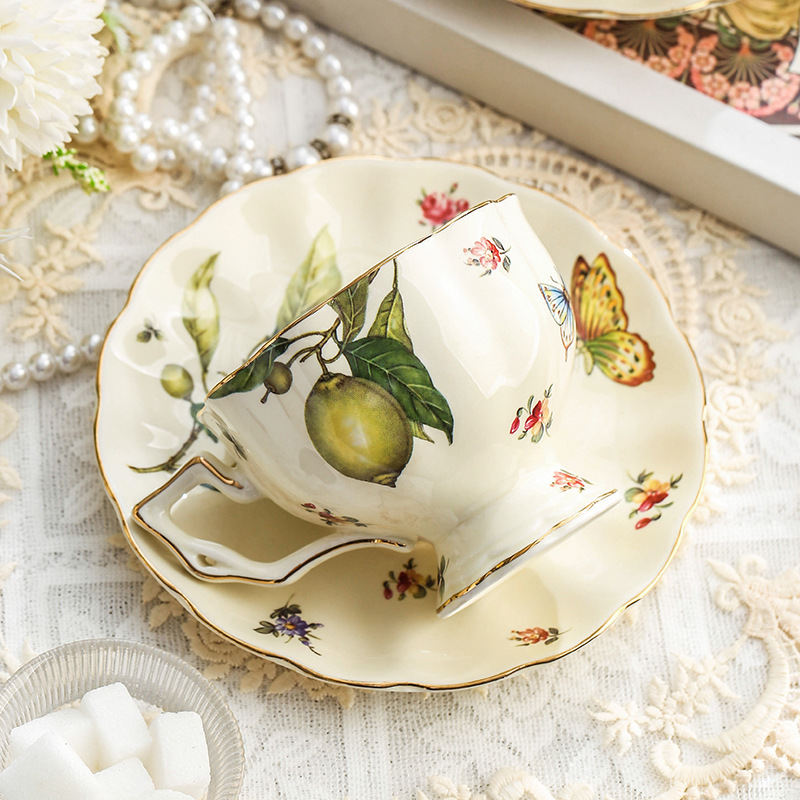 Vintage Lemon Teapot Coffee Cu - Espresso Cup Saucer review and price