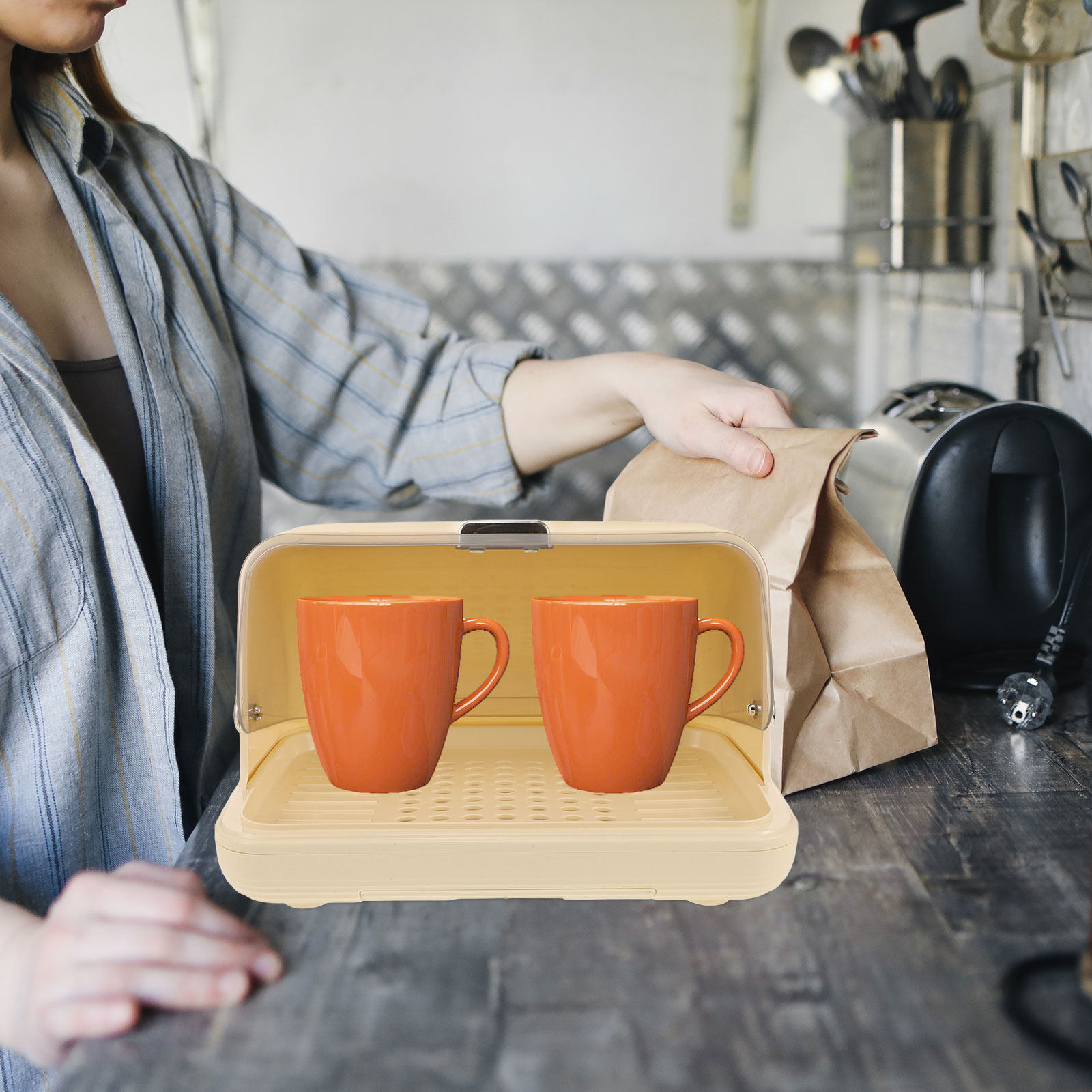 Cup Storage Organizer Box Desk - Coffee And Tea Glass review and price